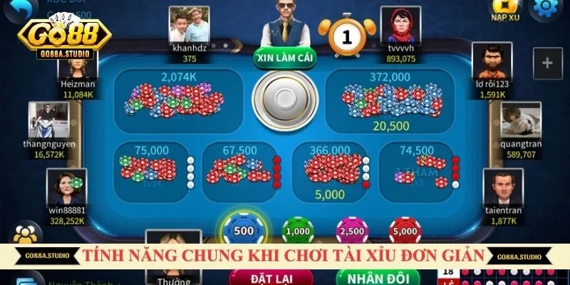 Tính năng chung khi chơi tài xỉu đơn giản tại GO88