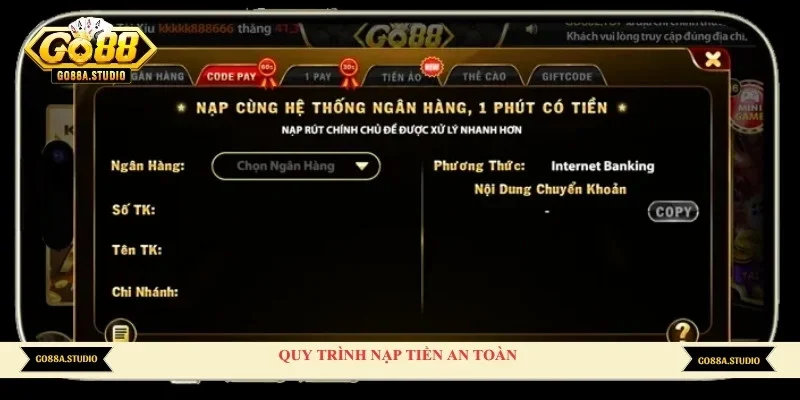 Quy trình nạp tiền an toàn